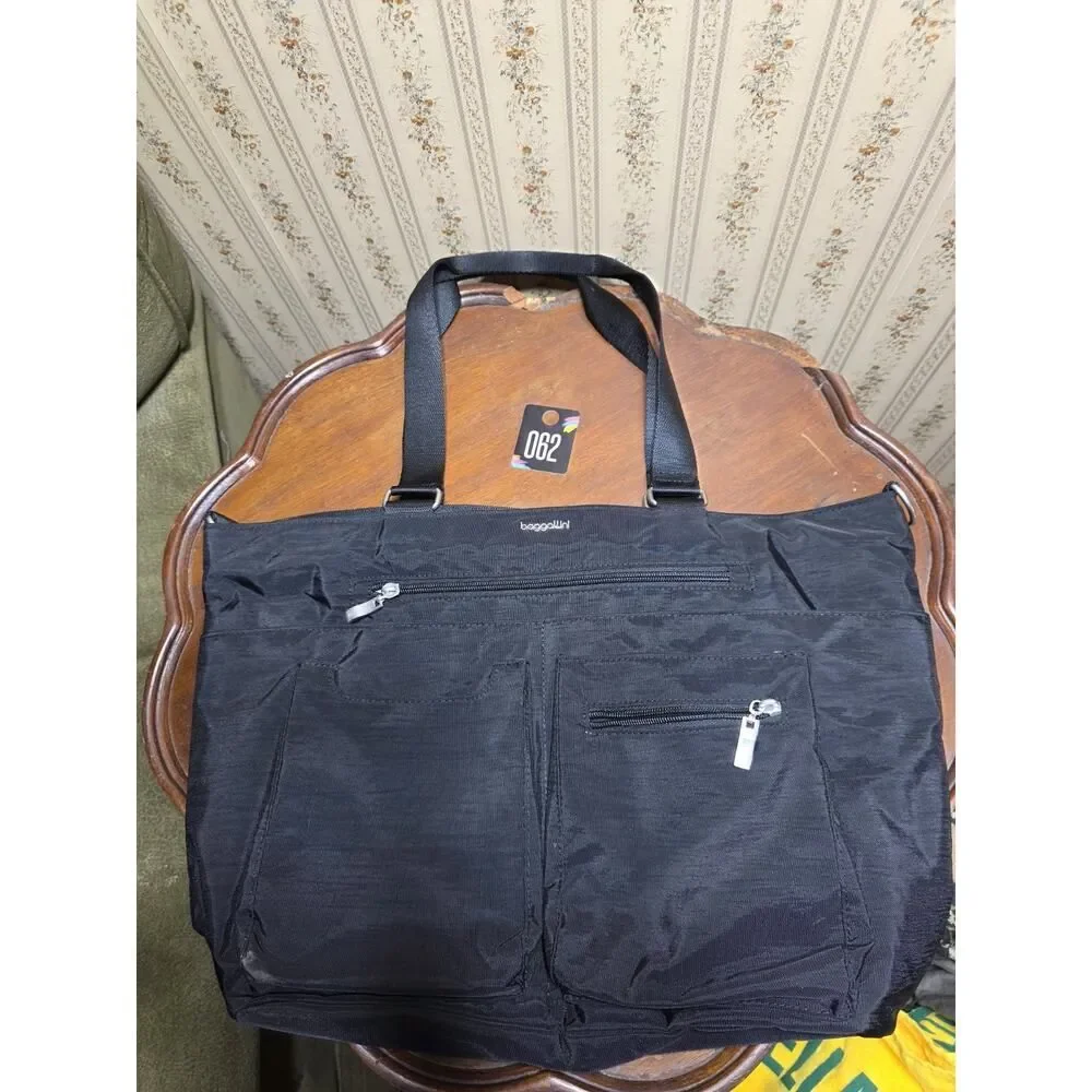 Baggallini Anywhere Day Laptop Tote Black Travel Work Organizer Bag NWT w/ Strap